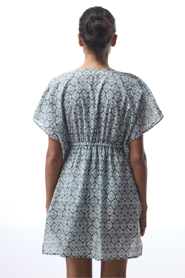 Yeşil Spring V Yaka Mini Kaftan - 2