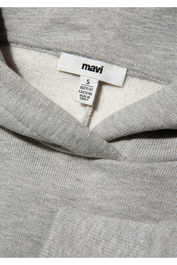 Kapüşonlu Gri Basic Sweatshirt 1S10186-83096 - 7