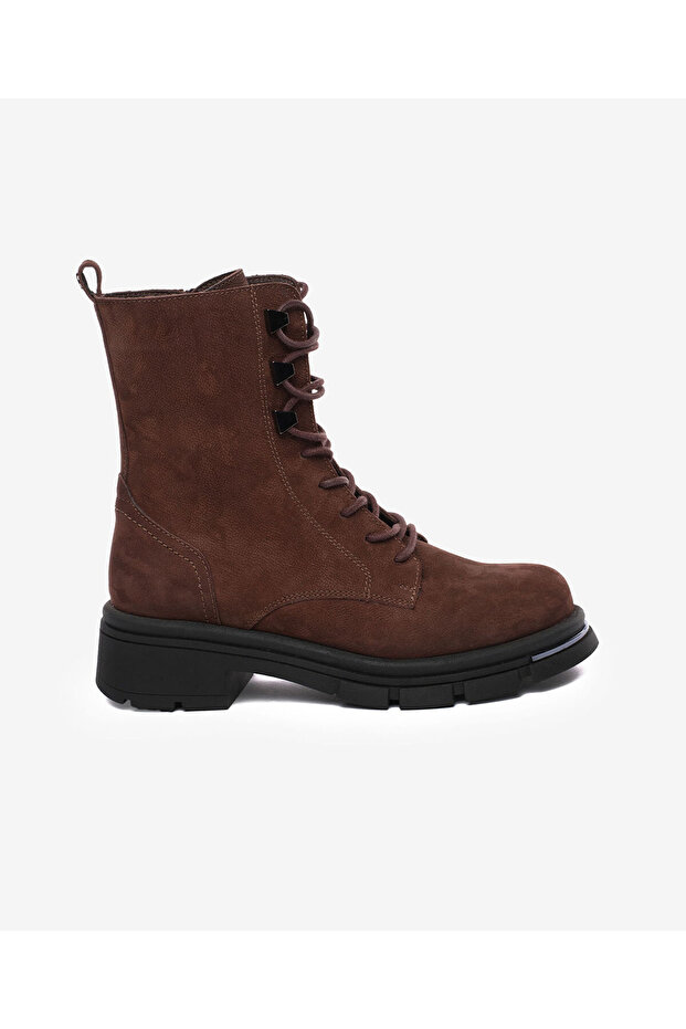 Women's Brown Genuine Leather Military Boots 5K2Ub33981
