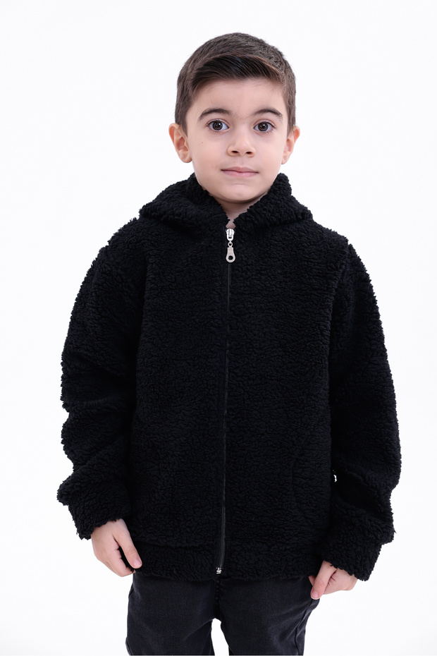 Hooded, Pocketed, Plush Children's Coat Rb-680