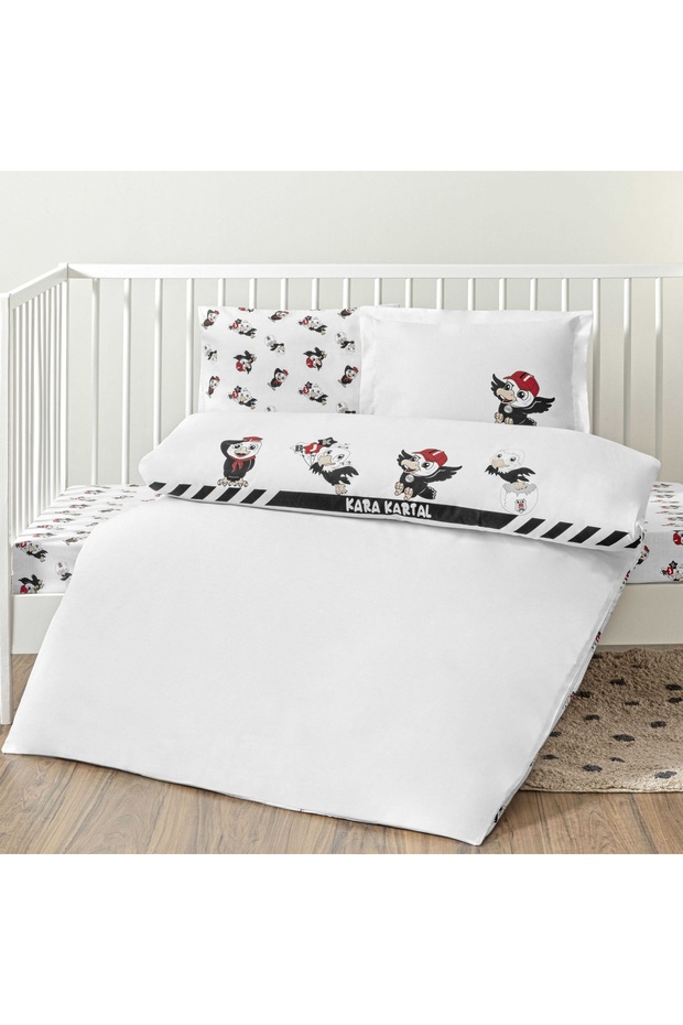 Beşiktaş Strip Baby Cotton Duvet Cover Set - Taç Licensed