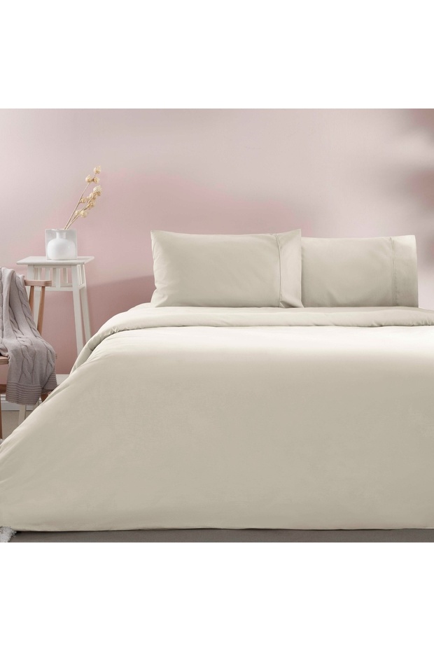 Taç Ranforce Basic Queen Size Nevresim Takımı Ekru - 1