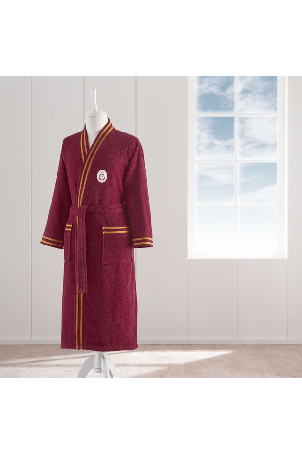 Licensed Galatasaray Yellow Red Cotton m Adult Bathrobe Red