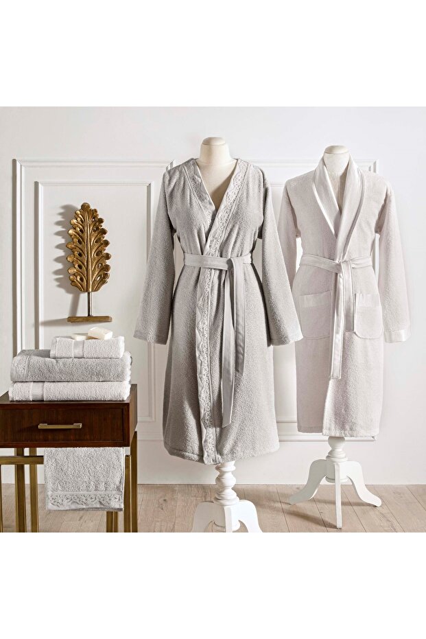 Blanca Cotton Family Bathrobe Set Mink Cream