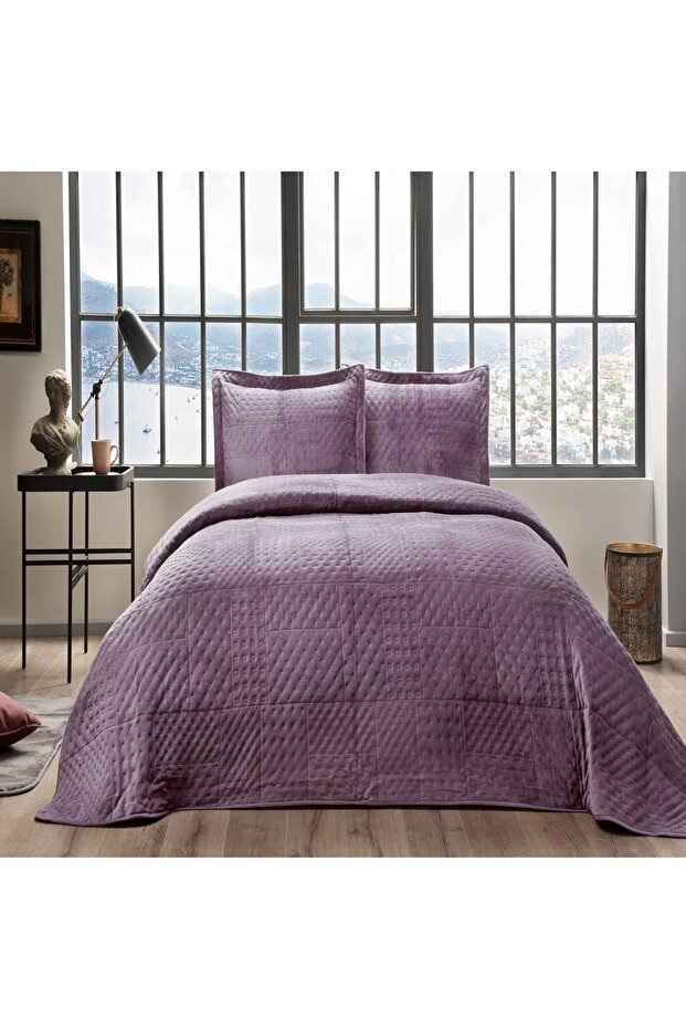 Alvin Bedspread Set, Single Plum - 3