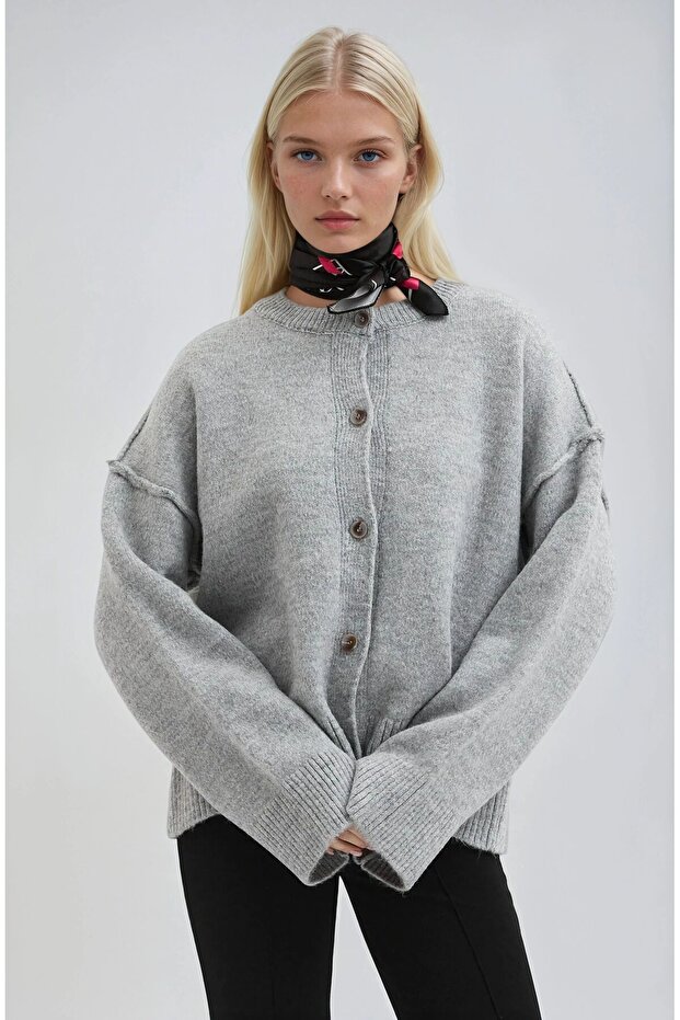 Dikiş Detaylı Basic Triko Hırka 5193 - 2