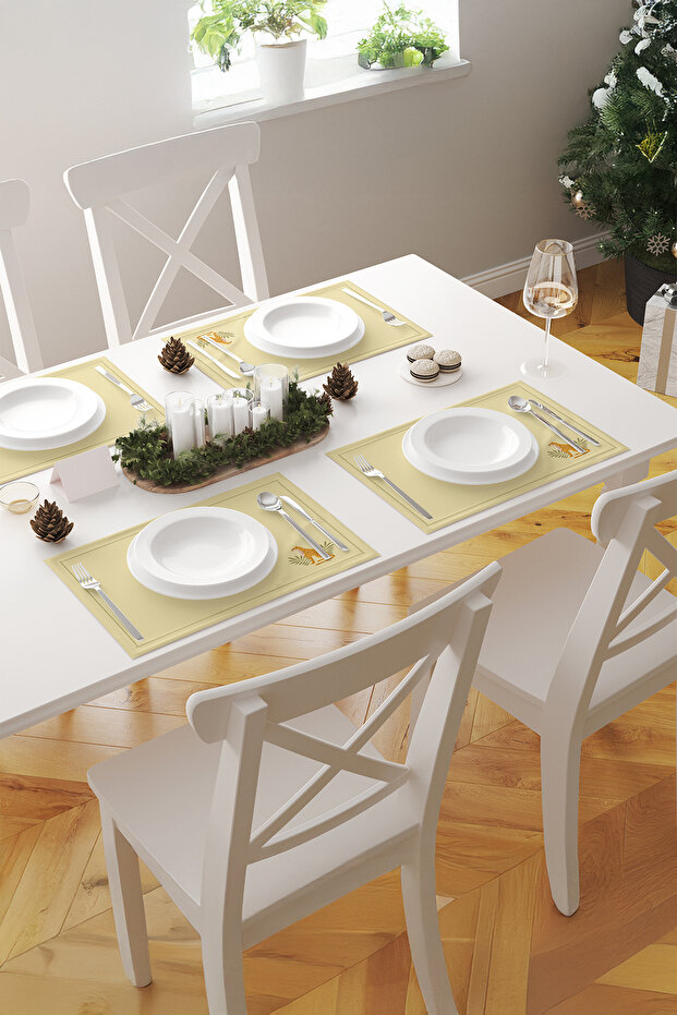Leolime Palm Tree and Cheetah Patterned Tropical Themed 2-Piece American Dinner Set Green-White