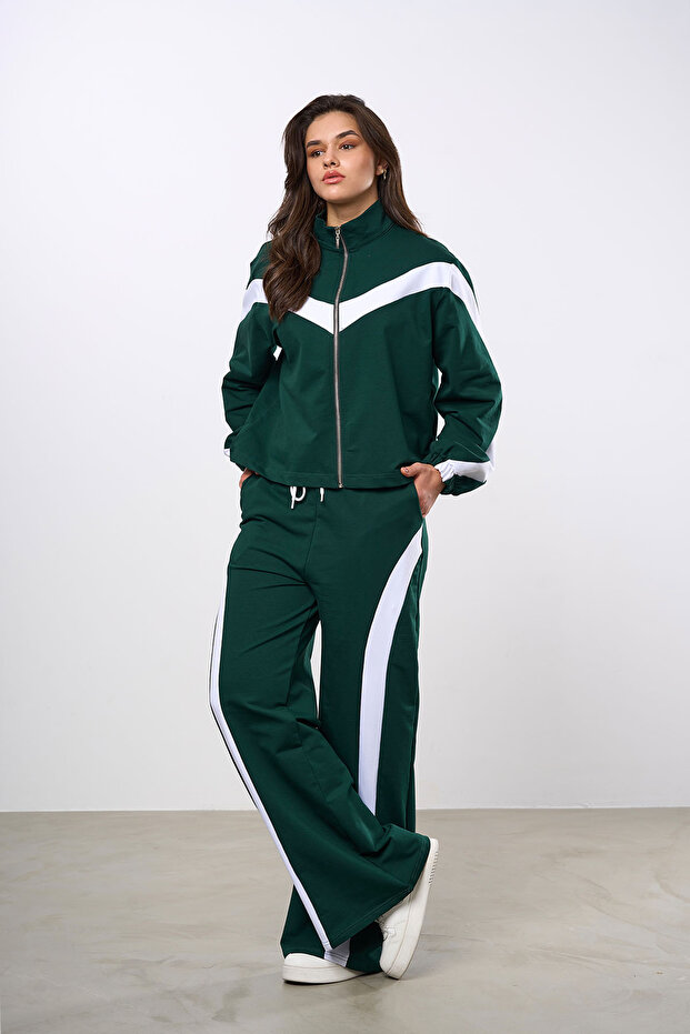 White Striped Double Tracksuit Set | 5007 | 44-50