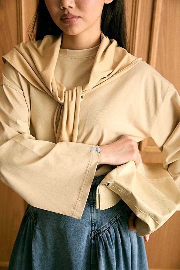 Body cu eșarfă bej - 3