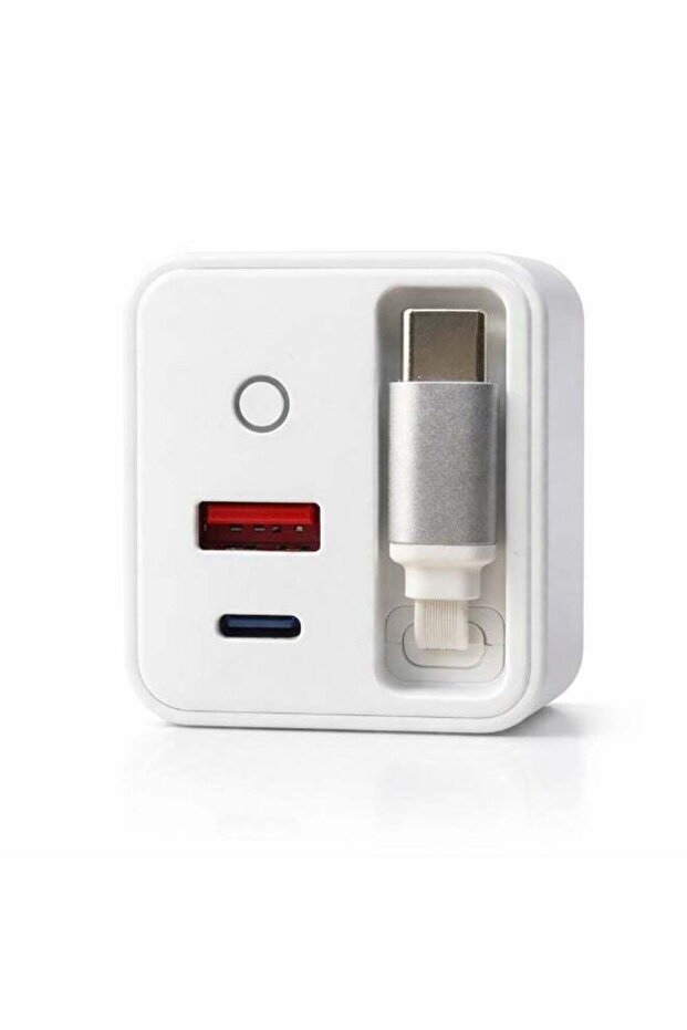 Smartbarry 80W GaN Super Fast Charger with Built-in Retractable Type-C Cable - Universal 3-Port PD/P