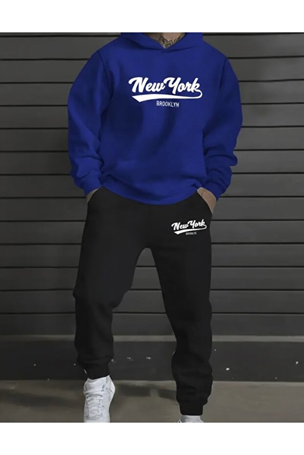 New York Brooklyn Printed Unisex Women/Men Hooded Oversize Bottom/Top Tracksuit Set