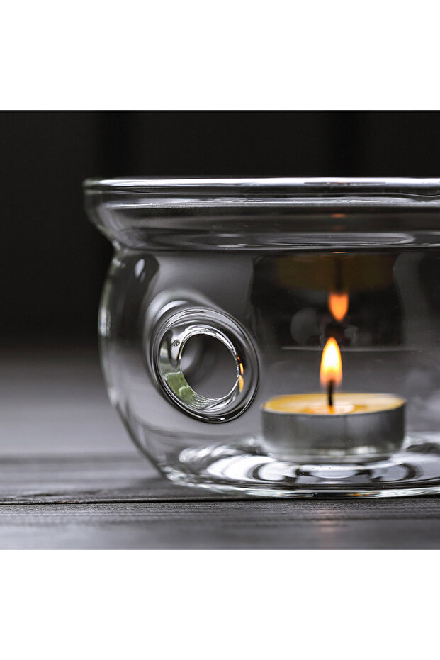 مدفأة شاي زجاجية شفافة - 4