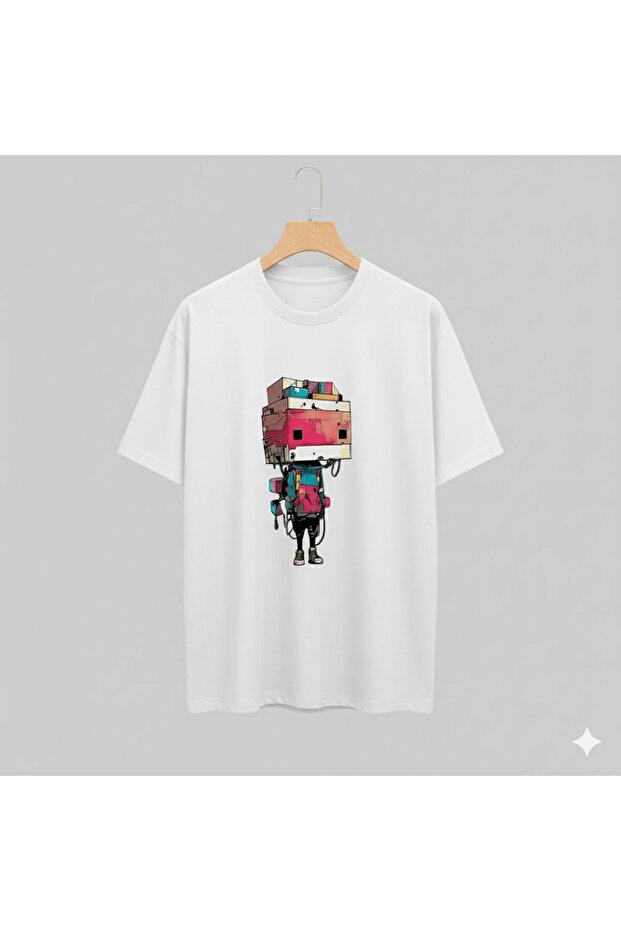 Robot Printed Unisex Oversized T-Shirt