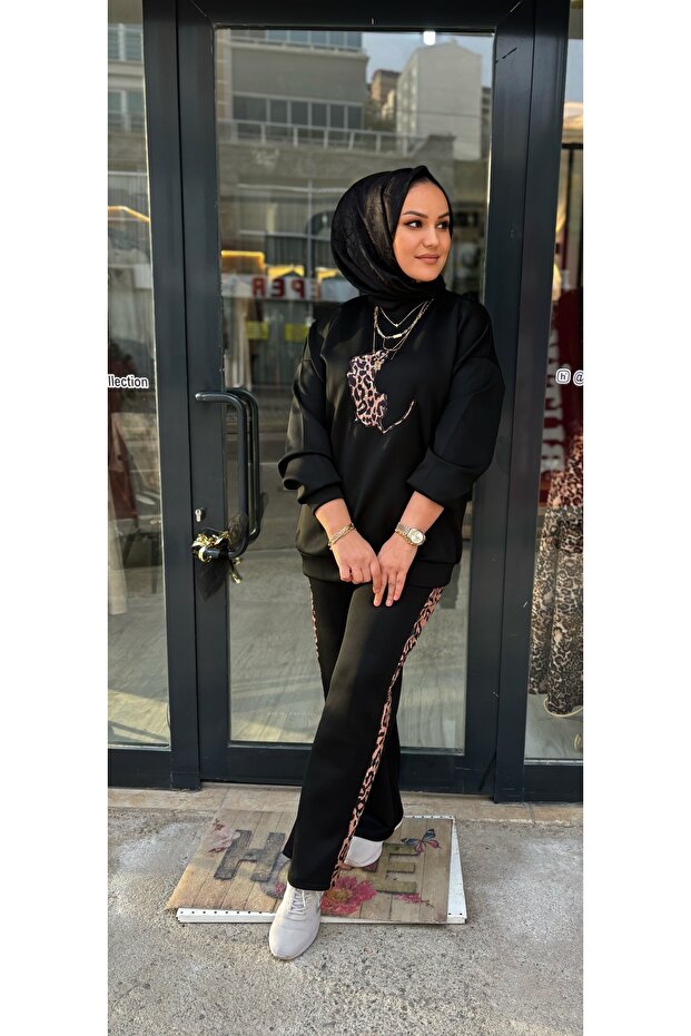 Alt üst leopar baskılı takım - 3