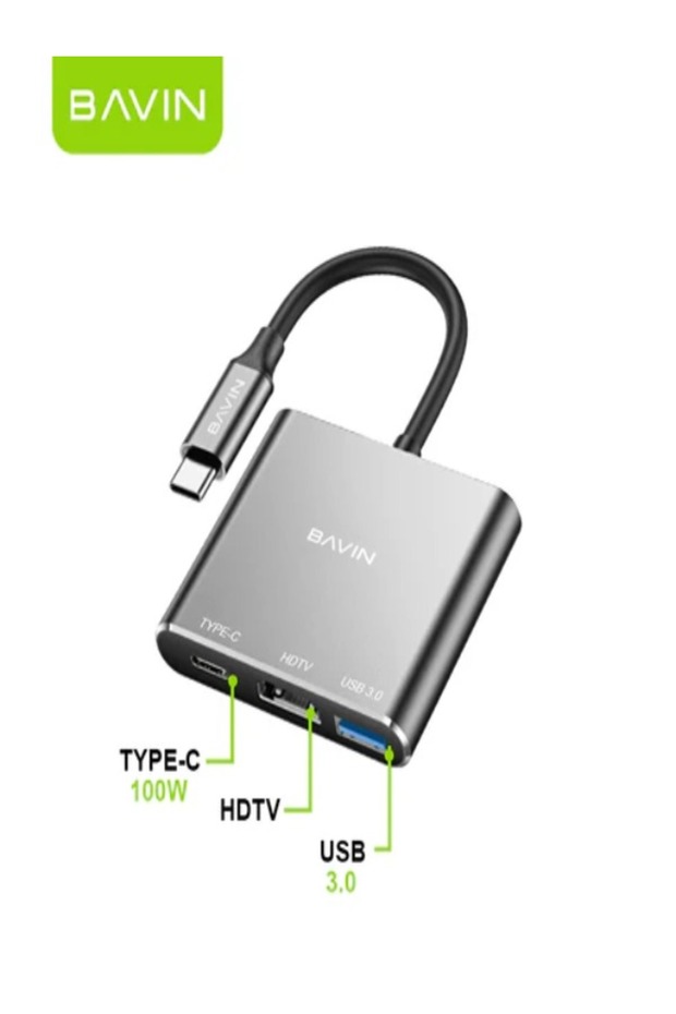 موزع OTG-55 ثلاثي الوظائف من النوع C إلى HDMI بدقة 4K مع نقل بيانات عالي السرعة