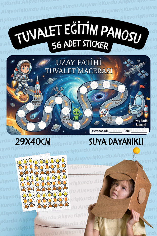 Educational and Fun Space Explorer Toilet Training Sticker Board for Children 29X40Cm