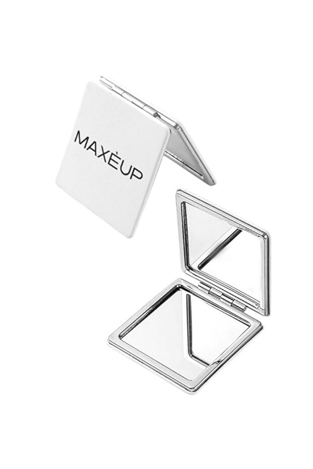 Maxeup Çift Taraflı Kapaklı Ayna Taşınabilir Cep Aynası Mini Makyaj Aynası Pocket Mirror Beyaz