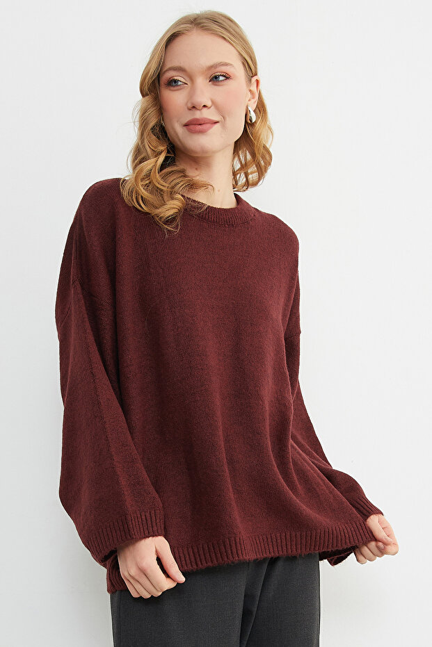 Basic Bisiklet Yaka Salaş Triko Kazak - 3