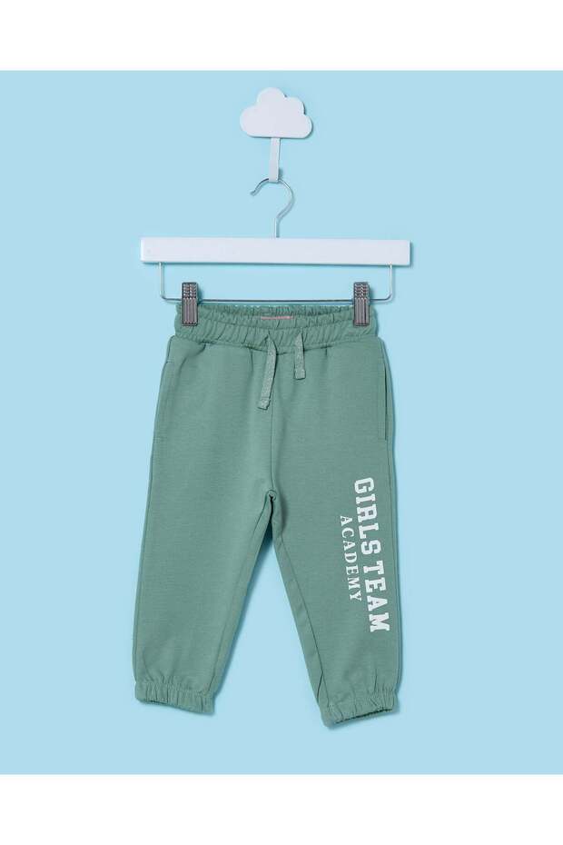 Infant Girls Green Printed Track Pants
