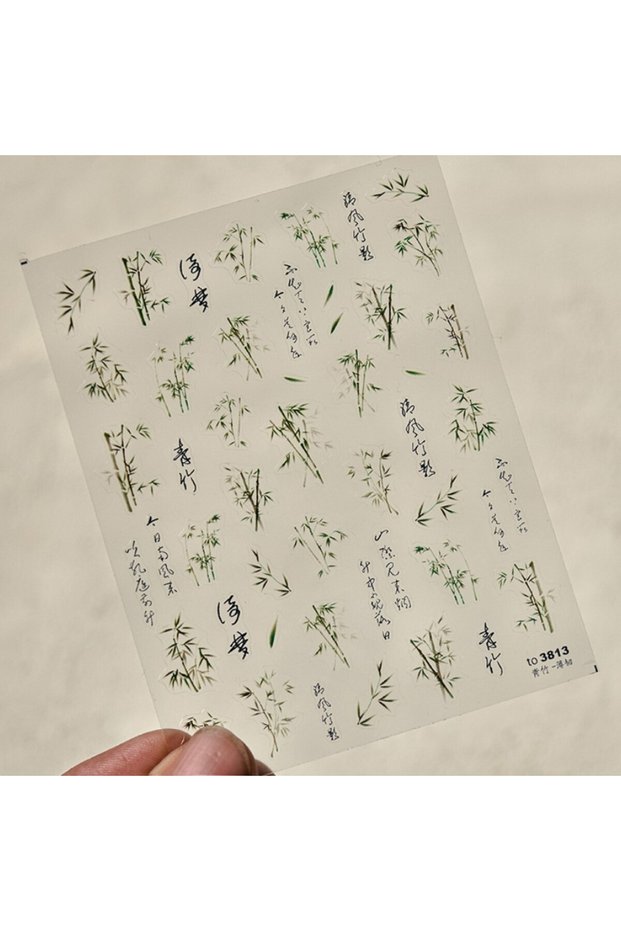 Choice 1pcs to3813 1pcs 5D Spring Chinese Retro Red Green Bamboo Nail Art Charms Stickers 4Styles Na