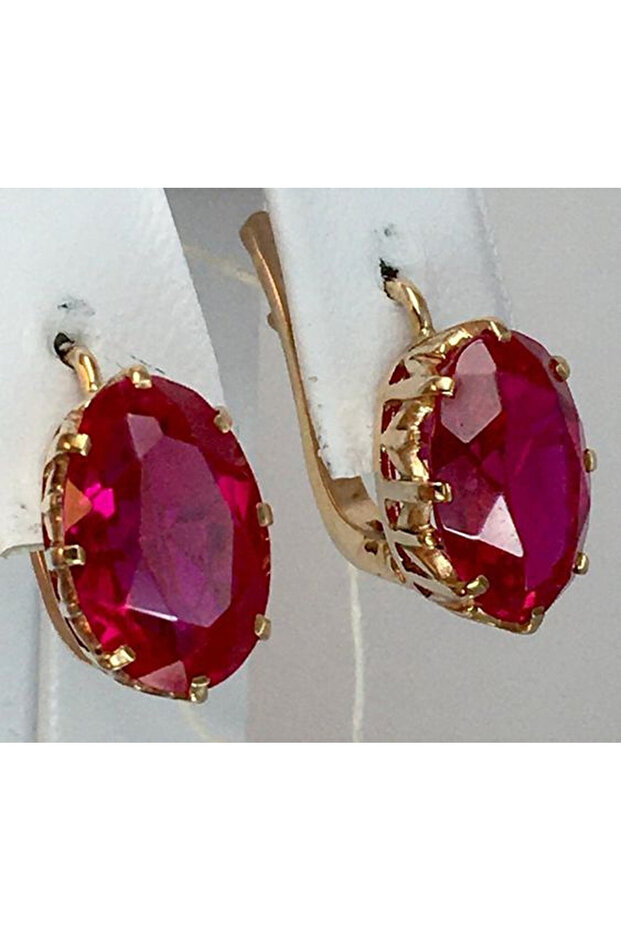 Red Classic Design Round Dangle Earrings For Women Dazzling Red Crystal CZ Engagement Wedding Jewelr