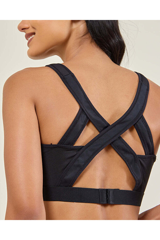 حمالة صدر رياضية مبطنة سوداء سادة للنساء - 5