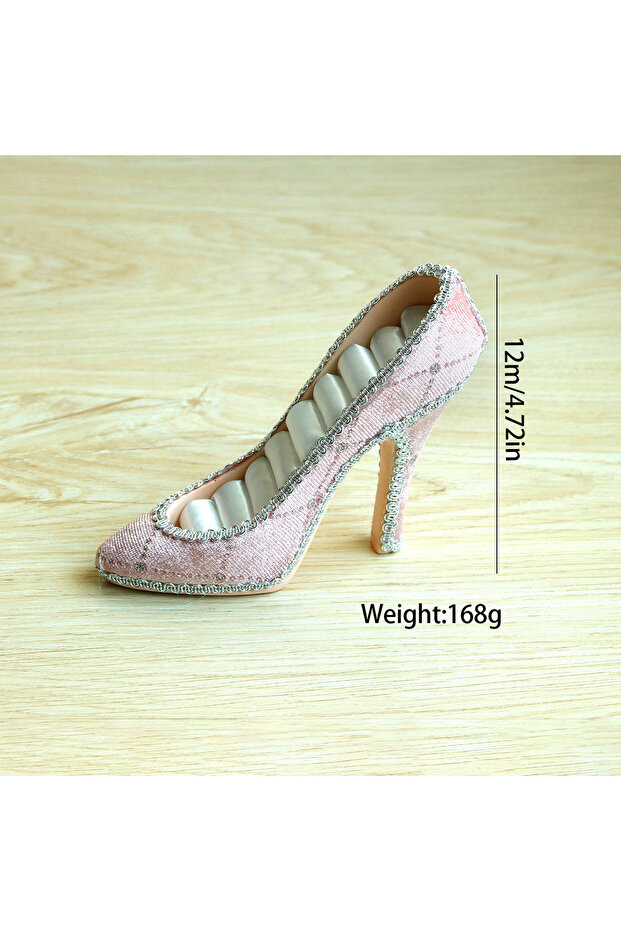 Pink Creative High Heeled Shoe Shape Jewelry Display Rack Stand Holder Earrings Metal Organizer Stor