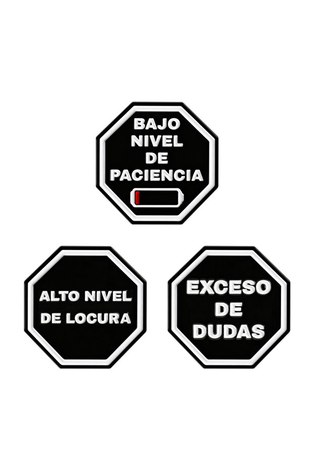 TZ2368 Spanish Warning Sign Enamel Pins BAJO NIVEL DE PACIENCIA EXCESO DE DUDAS Brooch Lapel Badges