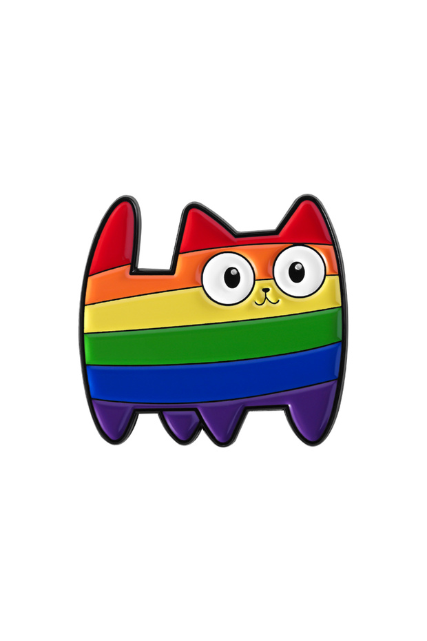 as show LGBT Rainbow Cat Enamel Pin Pride Gay Colorful Kitten Animal Brooch Lapel Backpack Badge Jew