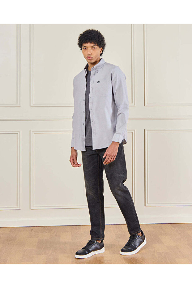 Men Grey Solid Shirt - 2