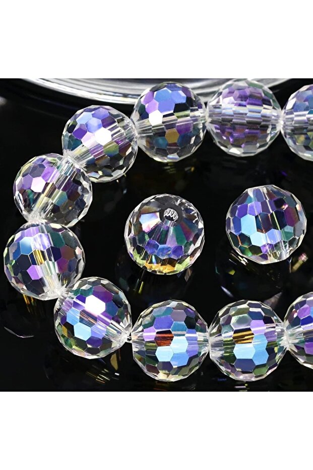 Crystal Paradise 68pcs 8mm 96Faceted Ball Strobe Crystal Glass Loose Spacer Round Beads Crafts For D