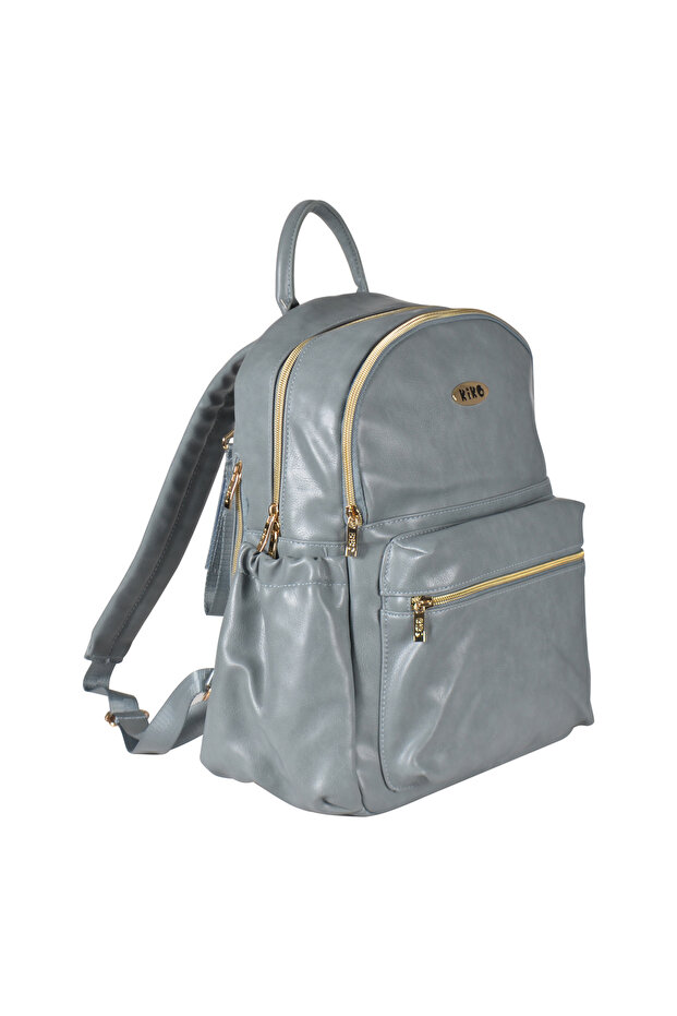 LEATHER MOMMY DIAPER BAG-Blue
