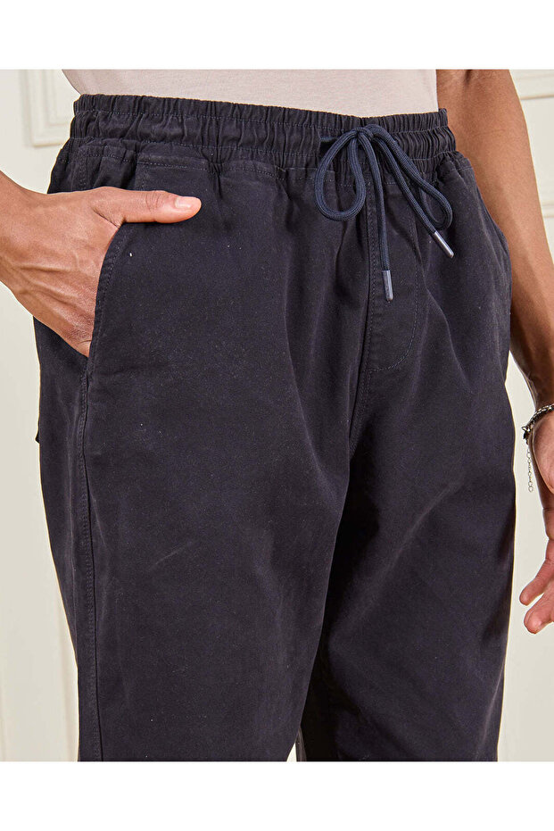 Men Plain Blue Basic Joggers - 4