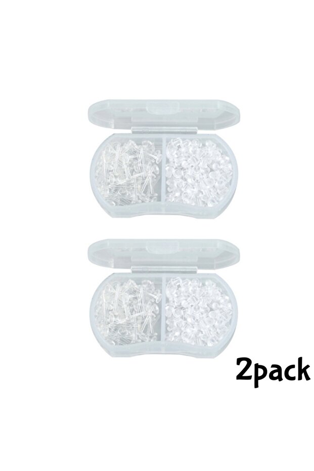 2pack 100/50pcs Plastic Earring Studs Invisible Clear Ear Stud Anti-Drop Hypoallergenic for DIY Jewe