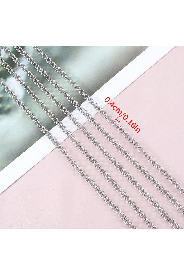 1 meter Steel color No Fade 1Meter Stainless Steel Double Rings Link Chain 4mm Circle Chain for DIY