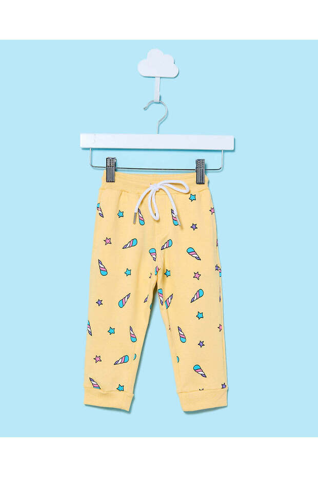 Infant Girls Yellow Heart Print Active Pants