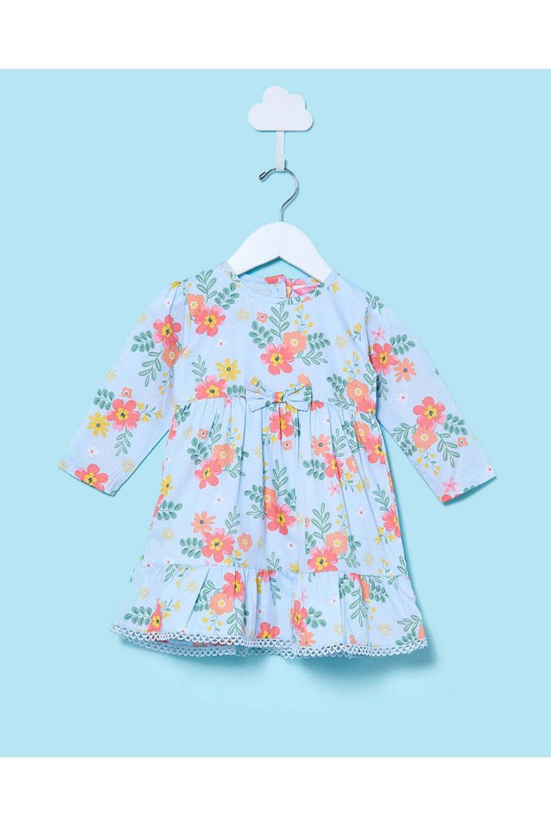 Infant Girls Blue Floral Printed Dress