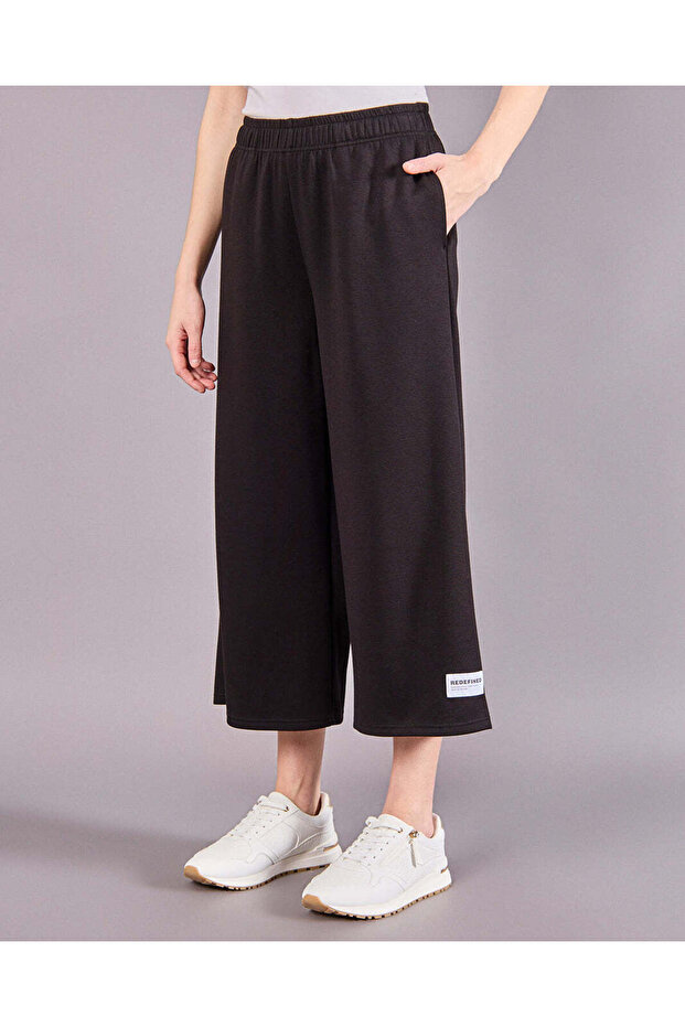 Women Black Culotte Wideleg Pants