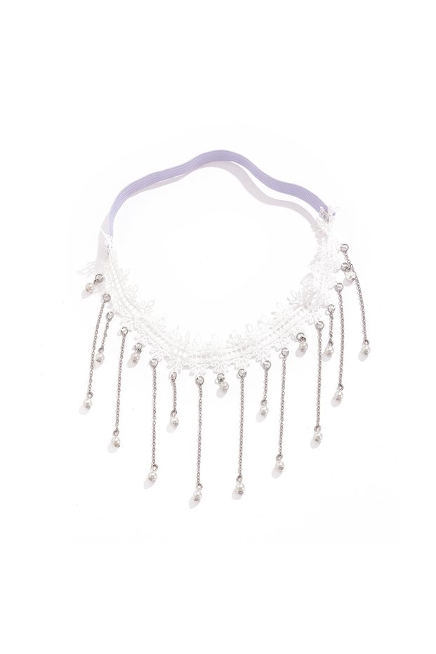 sliver color Ingemark Elegant Imitation Pearl Tassel Leg Thigh Chain for Women Elastic Bandage Garte