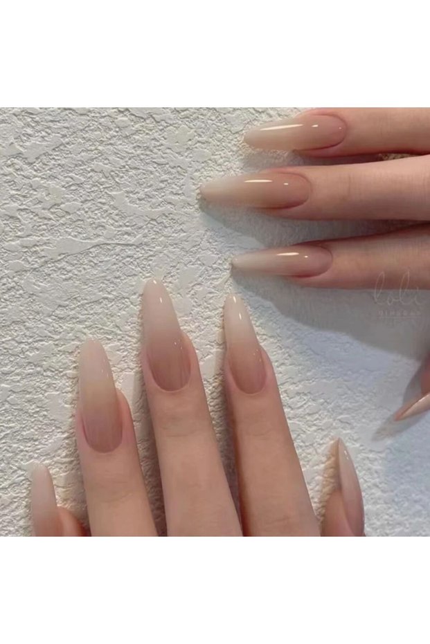 NXJB 24-piece Long French Minimalist Gradient Fingernail with 1 Jelly and 1 Nail File