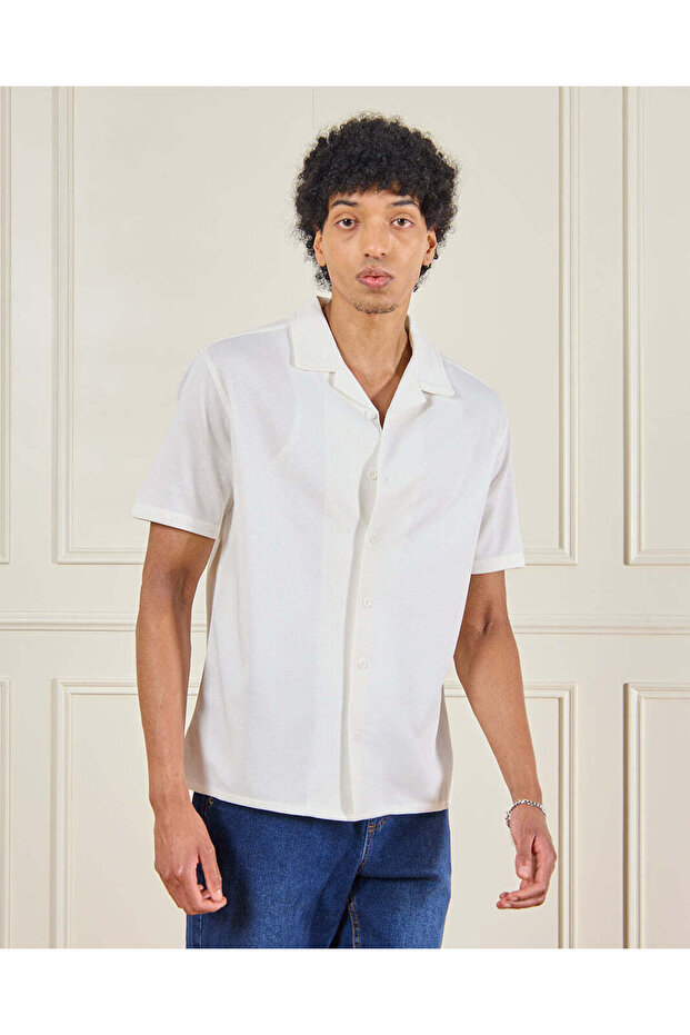 قميص رجالي أبيض سادة - 1