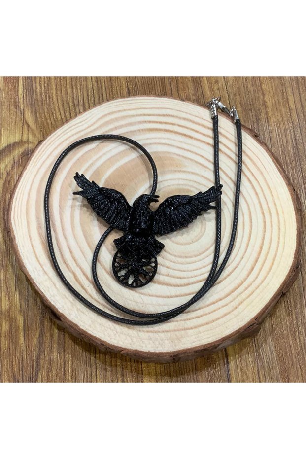 black-1 Retro Gothic Mystical Vintage Eagle Pendant Viking Mystical Symbols Crow Necklace Punk Jewel