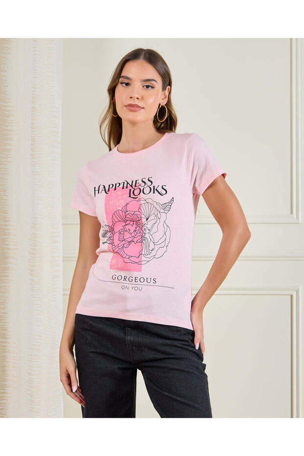 Women Pink Printed T-Shirt