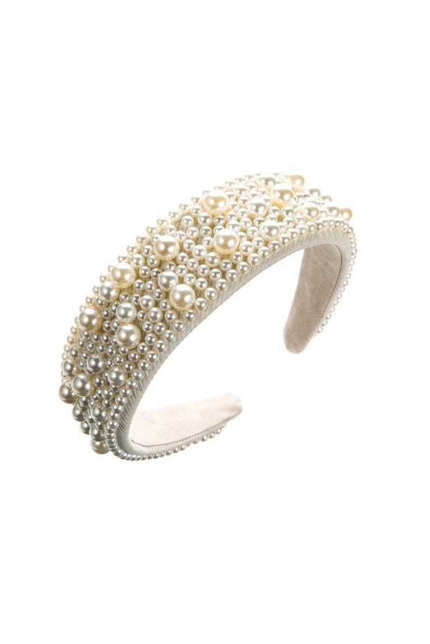 white Sponge Pearl Hair Band Women's Multicolor European and American Wide Edge Headband