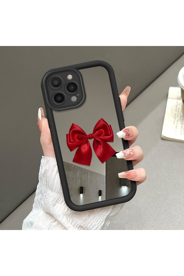 iPhone 16 Pro Max Compatible Bowknot Mirror Case Silicone Full Protection