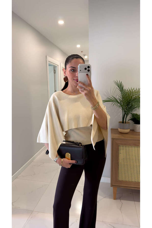 Muta Krem Pelerin Triko - 2