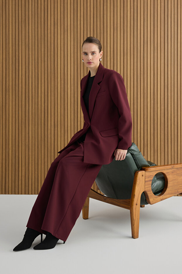 Bordo Dokuma Ceket - 4