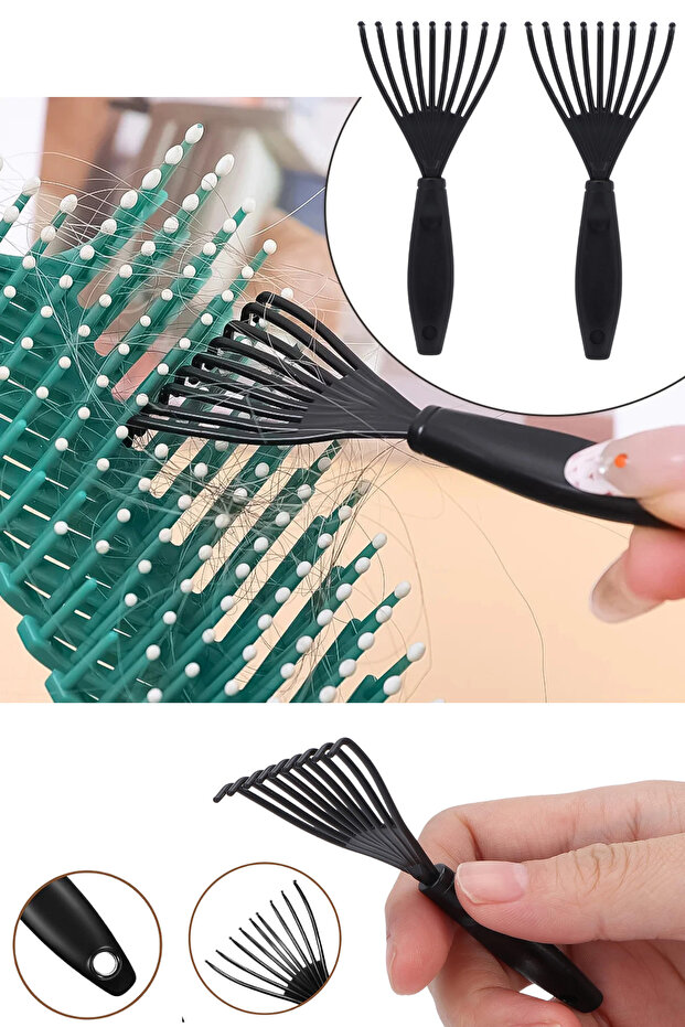 Practical Hair Brush and Comb Cleaning Tool 2 Pieces Hair and Dirt Collector