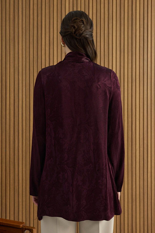 تونيك من قماش الفيسكون والرايون بنقشة الجاكار ذو ملمس بوردو - 6