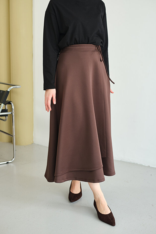 Women's Ribbon Detailed Maxi Skirt Brown